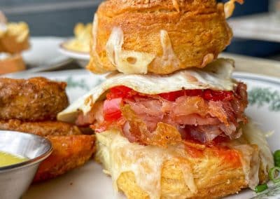 Country Ham Egg Pepper Jelly Biscuit