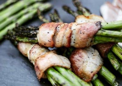 Grilled Peppered Bacon Wrapped Asparagus